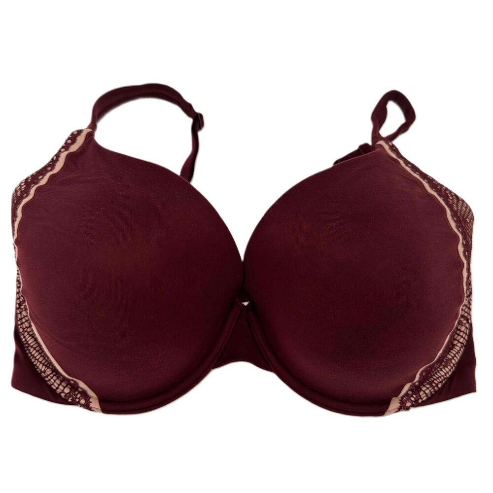 Victoria's Secret Body By Victoria Lined Perfect Coverage Burgundy Bra 34DDD